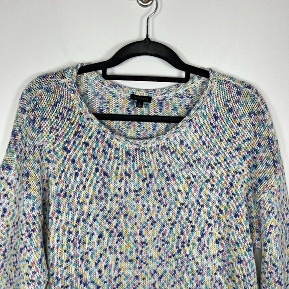 Talbots Sweater Top Womens Large White Purple Chunky Knit Pastel Casual Rainbow - Picture 3 of 7
